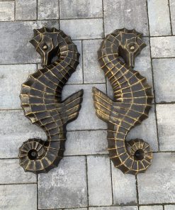 Seahorses Black and Gold Concrete Statue