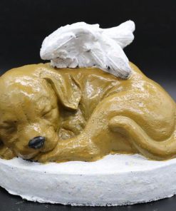 Laying Dog Angel Concrete Statue