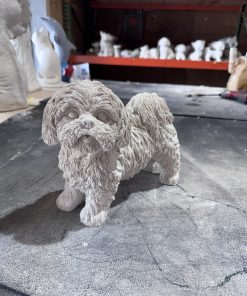 Shih tzu standing concrete statue